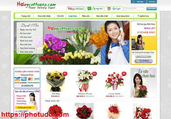 thiết kế website b&aacute;n hoa